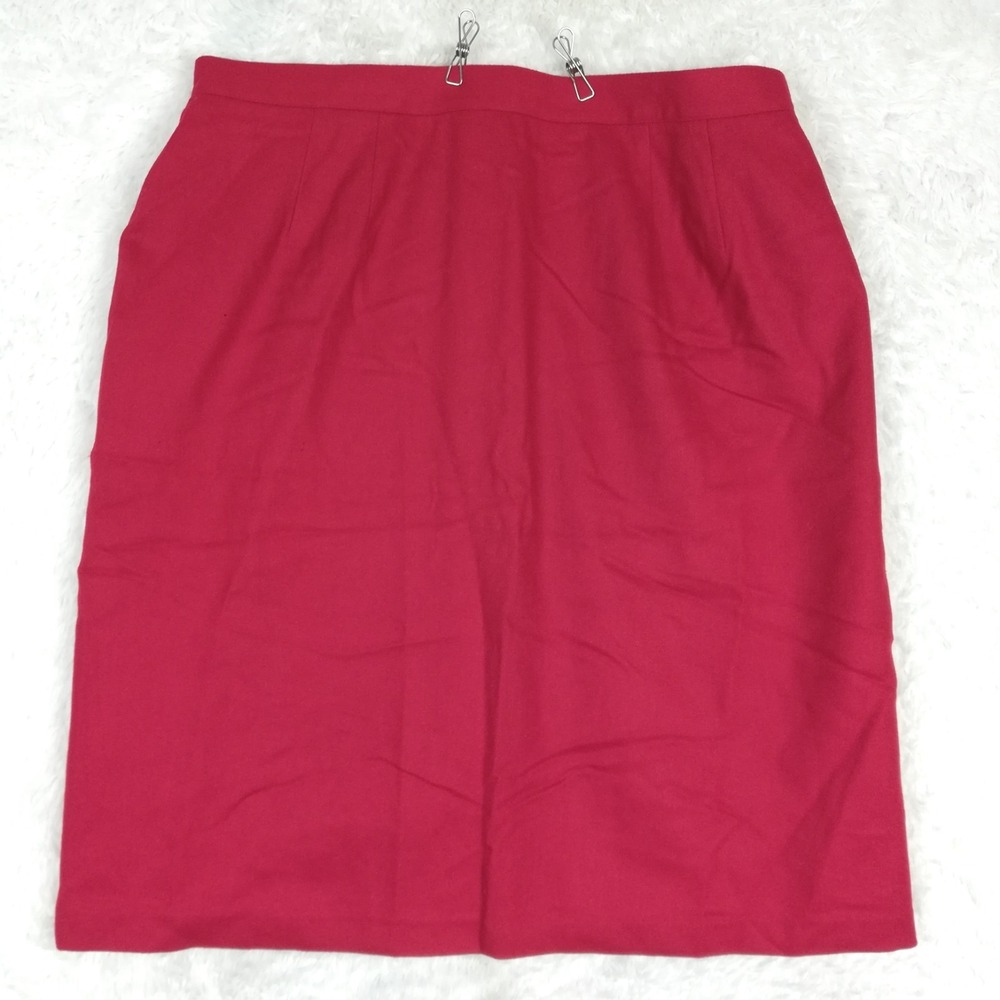 Sag Harbor Womens Skirt‎ 100% Wool Red Knee Length Pencil Plus 24W